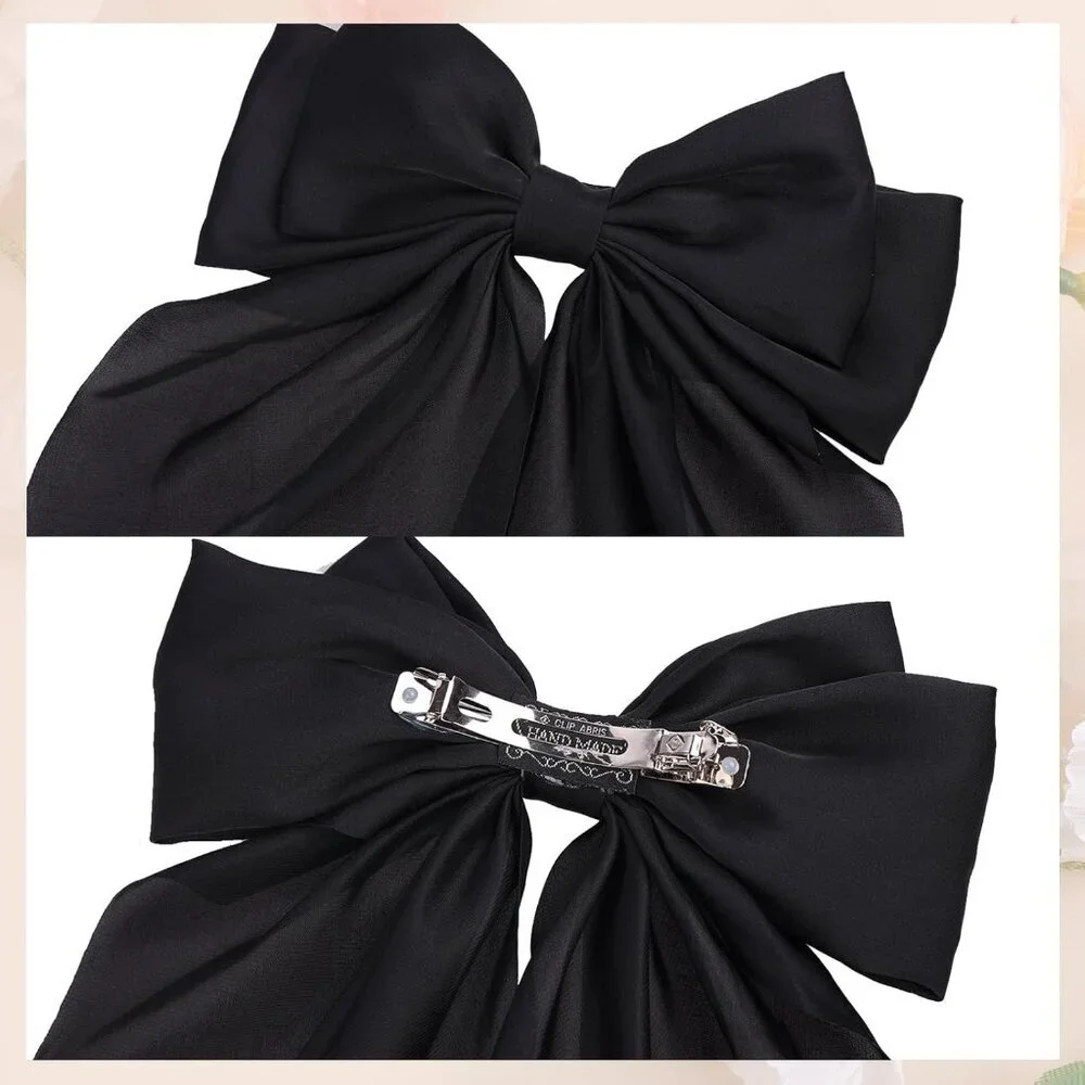 4 Pcs Silky Satin Hair Bows Big Hair Ribbons for Women Large Hair Clips for Girl - Picture 8 of 8